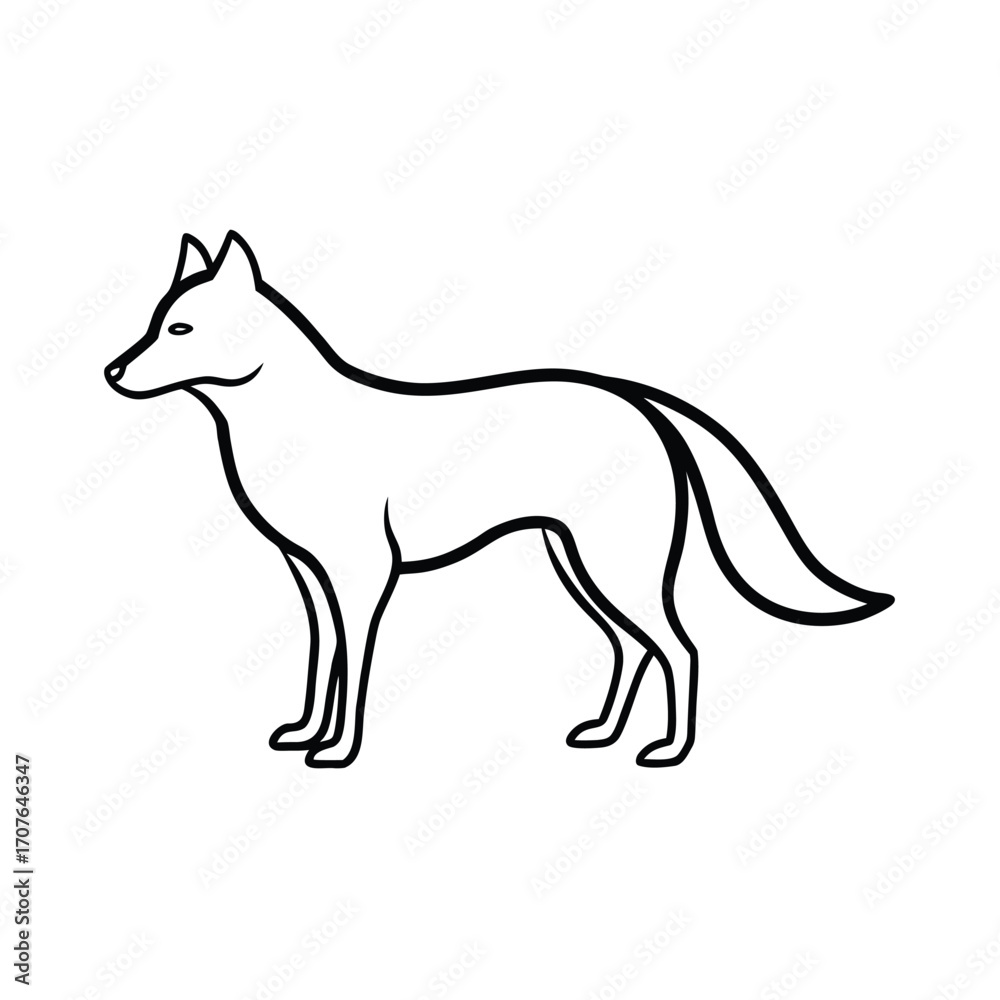 Obraz premium Minimalist black wolf silhouette on a clean white background