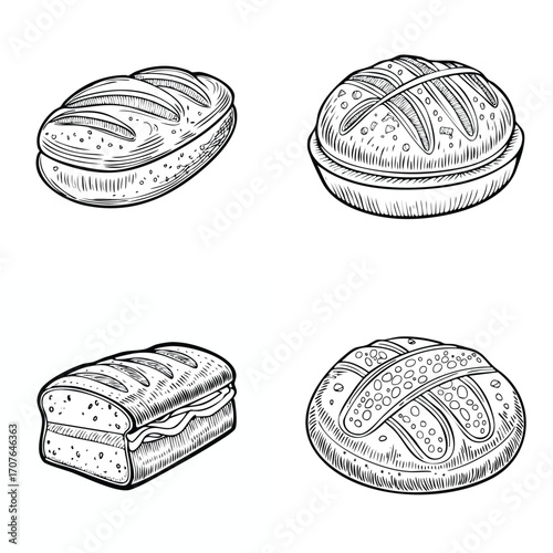 Cuban Bread elegant line art vector mix in a clean minimal style.