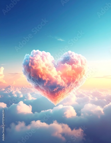 Heart Cloud Sunset Sky Romance Wallpaper