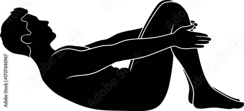 Vector art of silhouette of a man doing yoga pose, transparent background