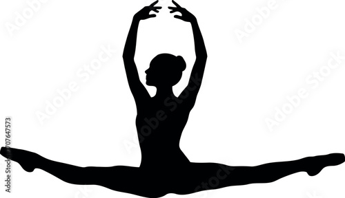 Vector art of silhouette of a ballerina in a split leap transparent background
