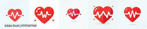 Heart icon with a heartbeat symbol inside. Vector, illustration, icon set