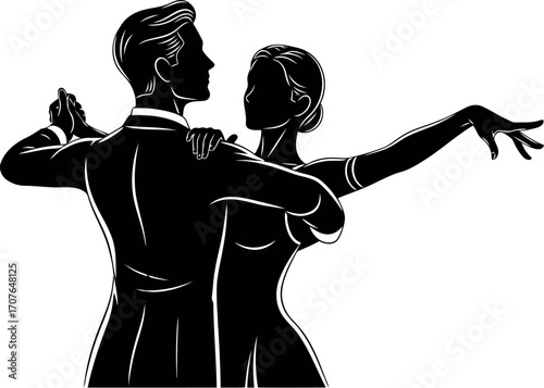 Vector art of silhouette of a couple dancing ballroom dance transparent background