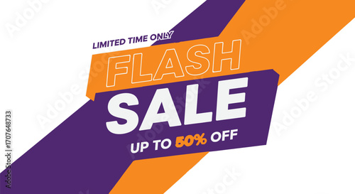 Exciting flash sale announcement with up to 50% off for limited time