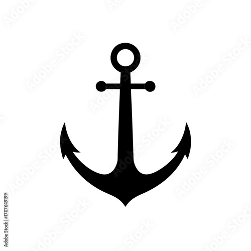 Simple black anchor on a white backdrop on transparent background silhouette