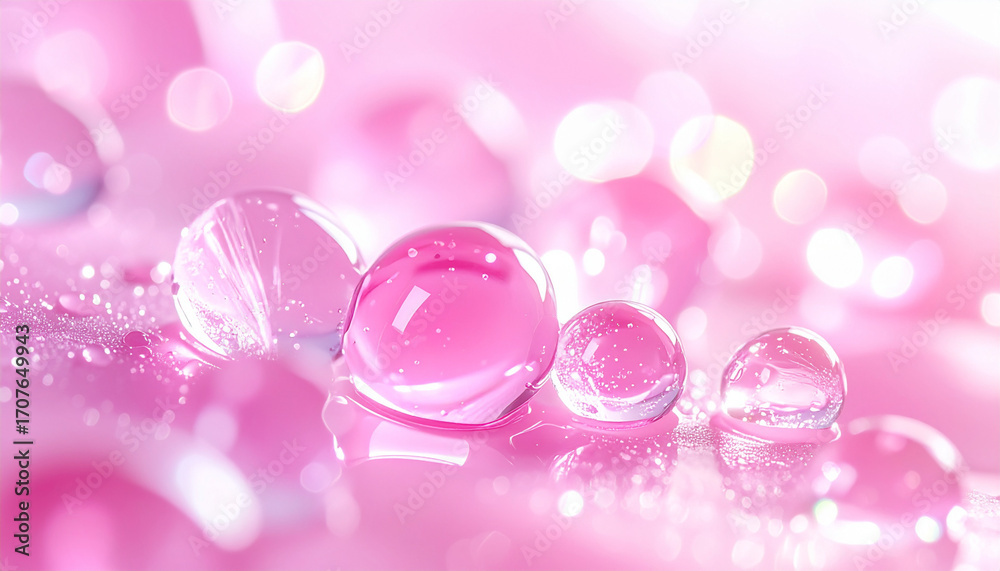 Fototapeta premium ピンクの水滴素材