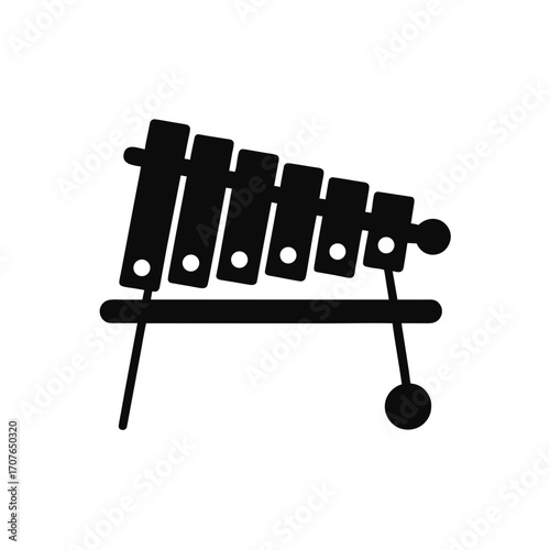 Illustration of a xylophone musical instrument on transparent background silhouette