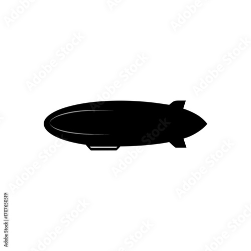 Silhouette of a black colored airship icon on transparent background