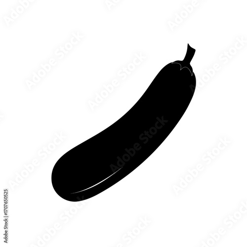 Silhouette depiction of a single zucchini on transparent background