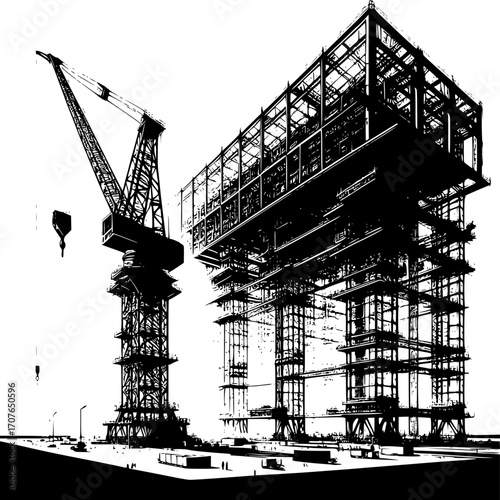 construction site with crane