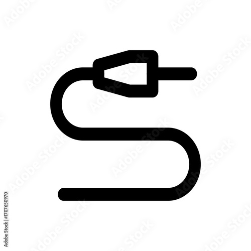 Illustration of a black audio video rca cable connector with a curved cord on a white background design element