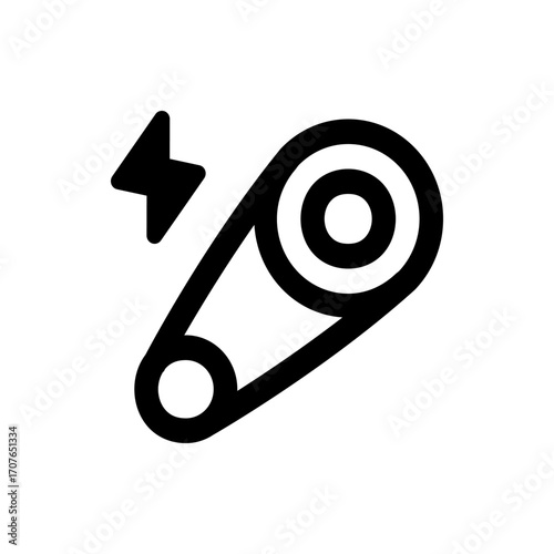 Illustration of a black timing belt connecting two pulleys with a lightning bolt symbol nearby it
