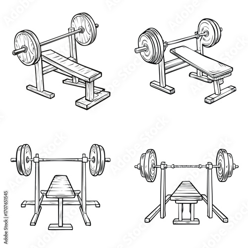 bench press elegant line art vector mix in a clean minimal style.