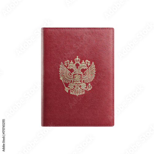 Russian Federation Internal Passport - Close-up of Red Cover with Emblem