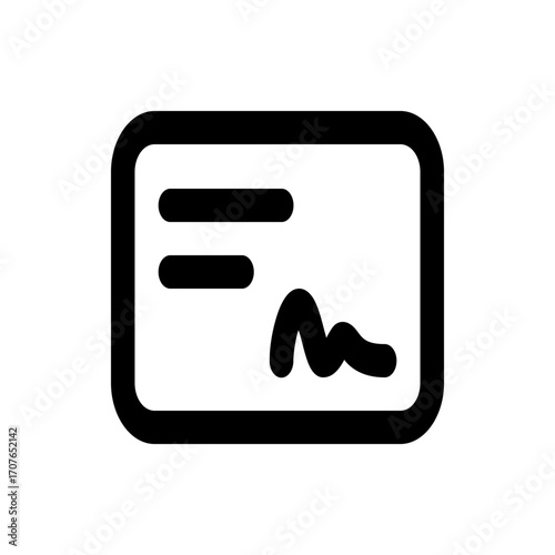 Illustration of a stylized credit card with signature and lines in black and white minimalist design style