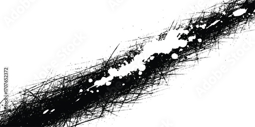 Abstract Expressionist Painting in Black and White with Dynamic Shapes and Shadows