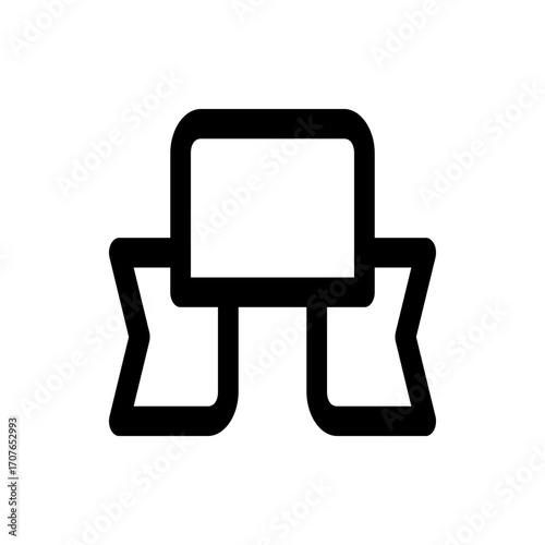 Illustration of a simple black ribbon with rounded edges and two tails extending downwards and outwards