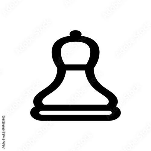 Illustration of a black bishop chess piece with a rounded top on a white background in simple outline style