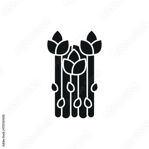 Asparagus icon in glyph for simple vegetable and organic content.