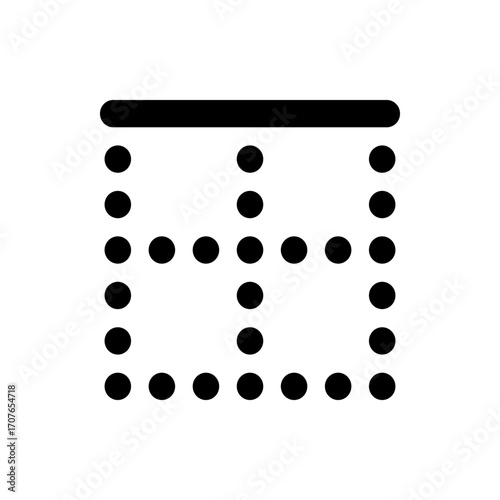 Illustration of a grid structure composed of black circles with a horizontal bar at the top, simple design