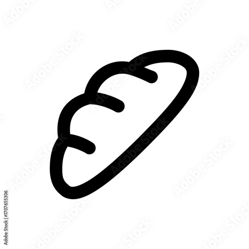 Stylized loaf of bread illustration with simple black outline on a white background angled slightly right