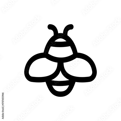 Stylized black outline of a bee with rounded wings and antennae on a white background vector image