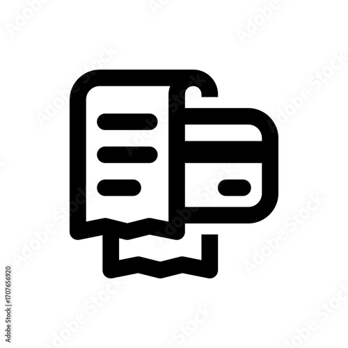 Illustration of a receipt with rounded edges and horizontal lines next to a credit card with rounded corners