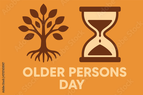International Day of Older Persons Flat Vector Illustration with Symbolic Icons