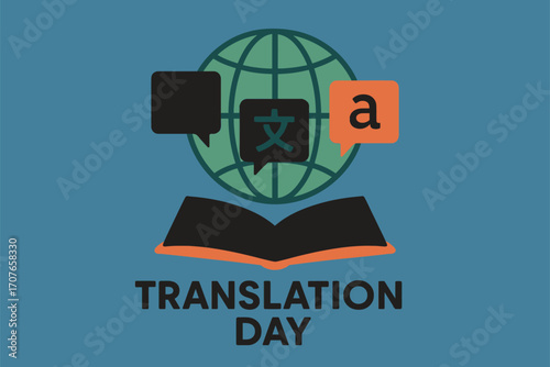 International Translation Day Flat Vector Illustration with Language Icons