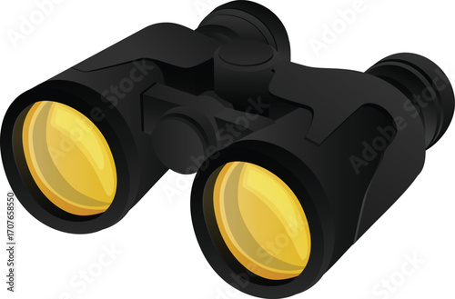 black binoculars equipment realistic style
