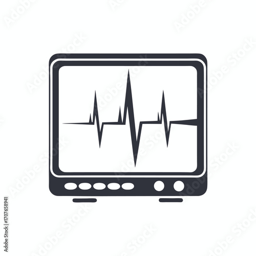 Dark monitor shows vital heart rate wave readings for health monitoring assessment carefully