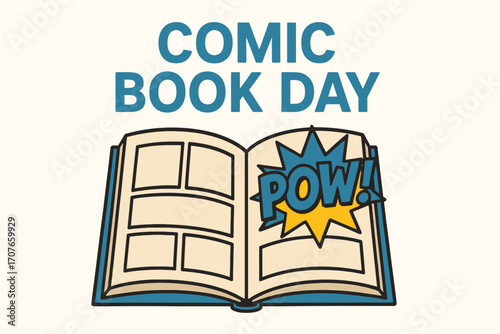 Comic Book Day Flat Vector Illustration with Comic Icons