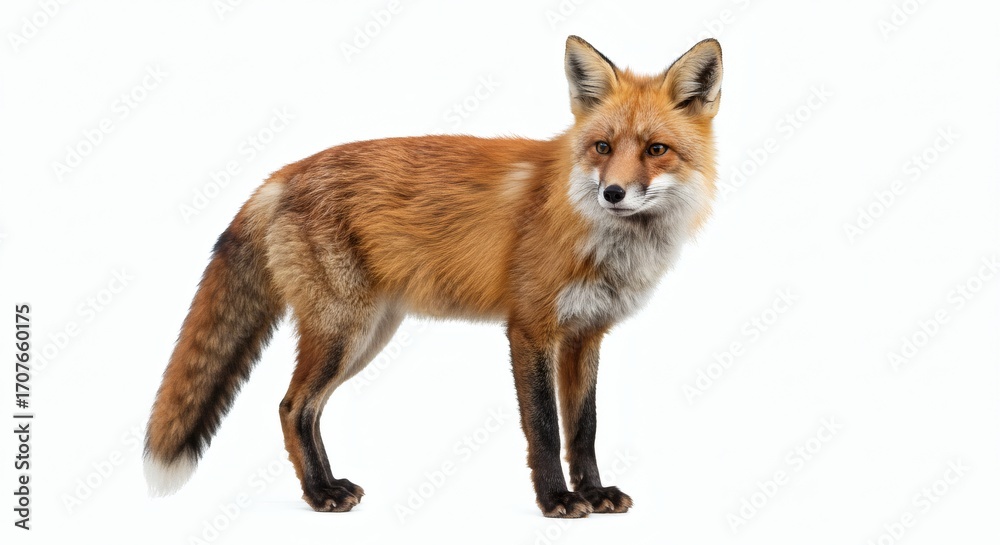 Fototapeta premium Majestic Red Fox Wild Beauty on White.