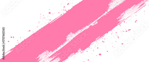 Vector pink watercolor dry brush and distress grunge texture 