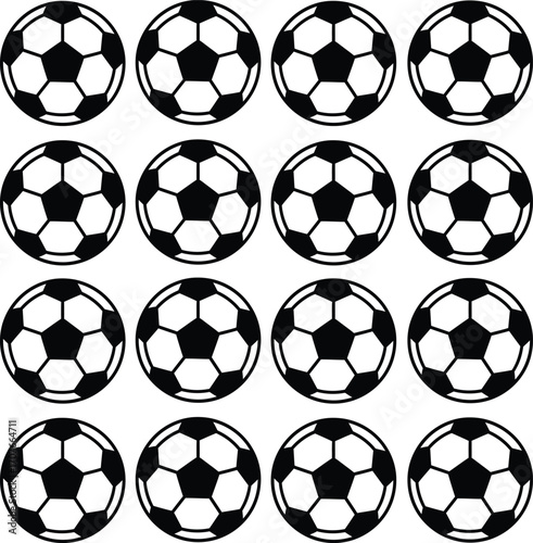 Pattern of soccer balls in a grid arrangement.