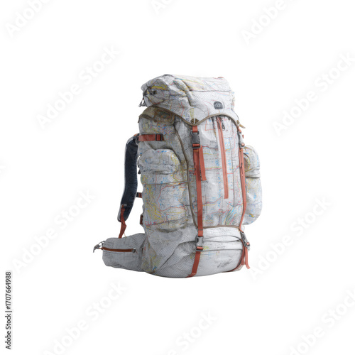Vintage Map Design Hiking Backpack, Ready for Adventure
