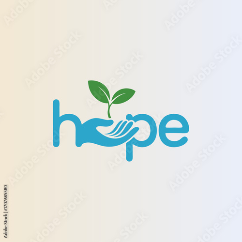 Hope Charity Logo Design – Helping Hand with Green Plant Symbol for Growth and Support