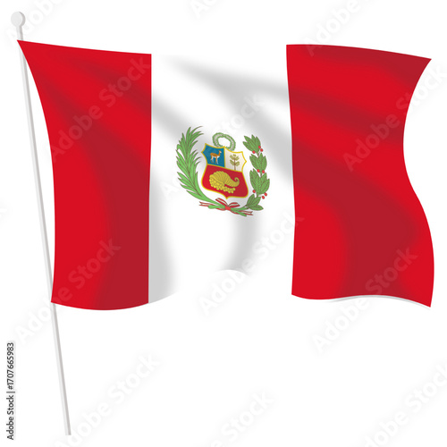 Peru waving flag vector. Flag of Peru isolated in white background