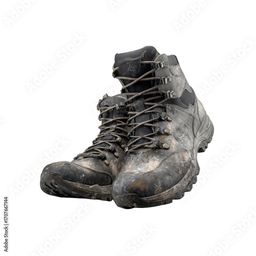 Mud-Covered Hiking Boots After an Adventure