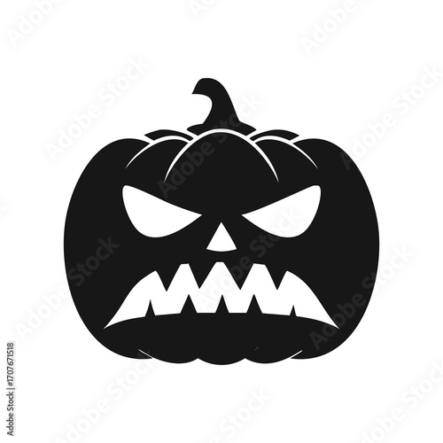 Angry Black Halloween Pumpkin Icon jack o lantern silhouette