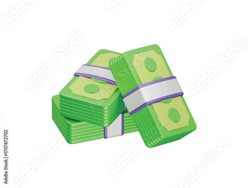 stack of dollar money icon 3d illustration render