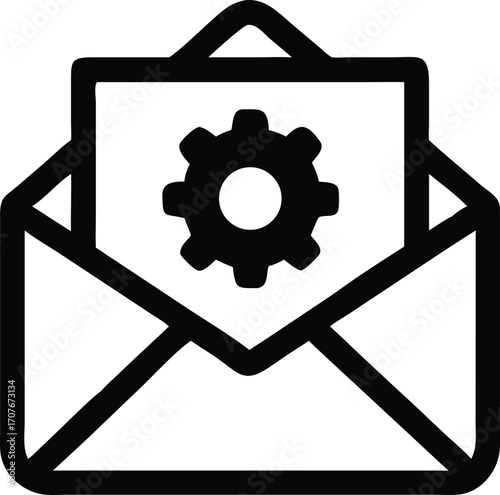 Open envelope icon contains a settings gear symbol for application support