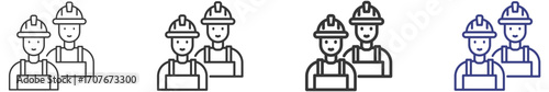 Workers Set Illustration with Outline Style Variation Vectors
