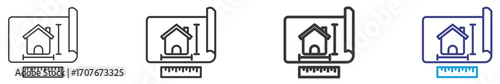 Technical Drawing Set Illustration with Outline Style Variation Vectors