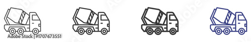 Mixer Truck Set Illustration with Outline Style Variation Vectors