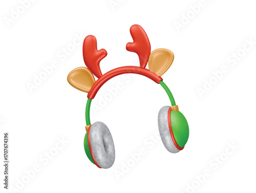 Christmas earmuff icon 3d illustration render