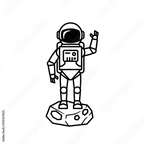 Astronaut waving on moon vector illustration scalable icon for space economy vector
