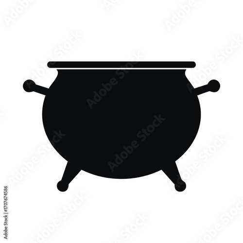Black silhouette of a cauldron with handles Keywords: cauldron, pot, kettle, witch, magic