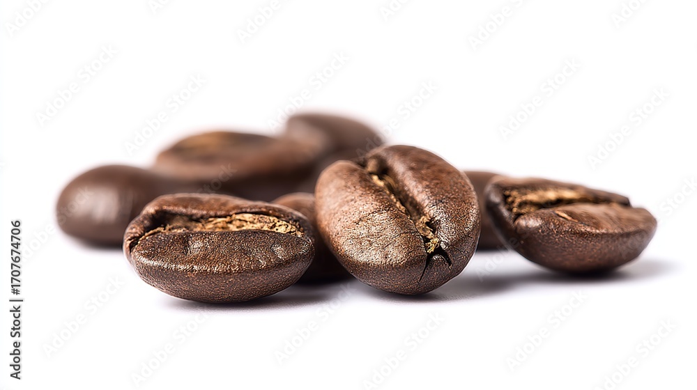 Fototapeta premium Roasted coffee beans with rich texture and warm tones, embodying the essence of artisanal coffee craftsmanship