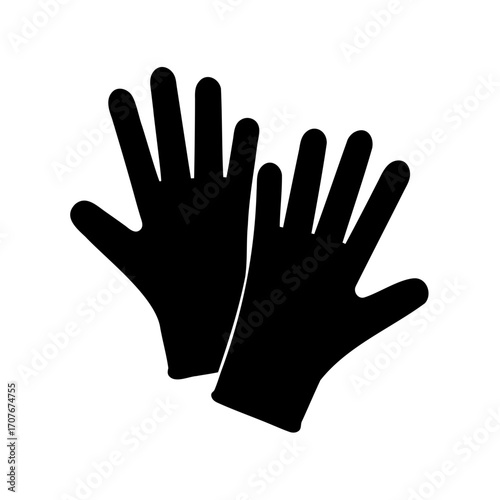 Pair of Solid Black Protective Gloves Isolated on a White Background